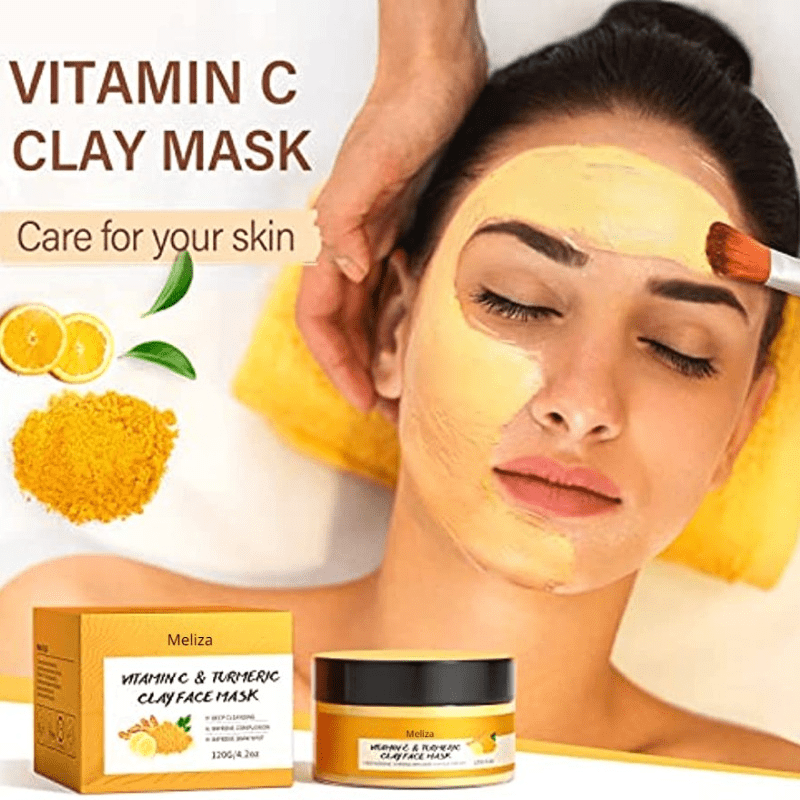 Masque Visage MELIZA Curcuma & Vitamine C – Soin Purifiant & Éclat Naturel avec Applicateur