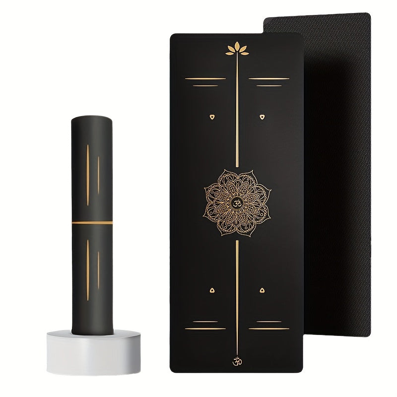 Tapis de yoga Design Haut de Gamme géométrique élégant noir et doré - Antidérapant