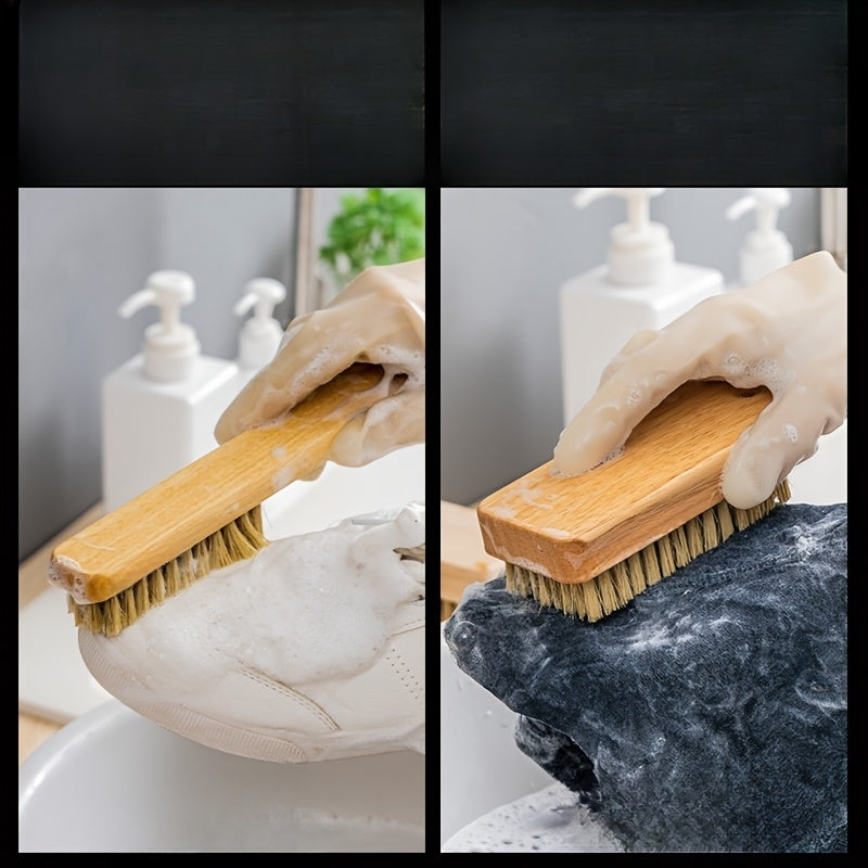 Brosse de Nettoyage en Poils Semi-Durs avec Manche en Bois