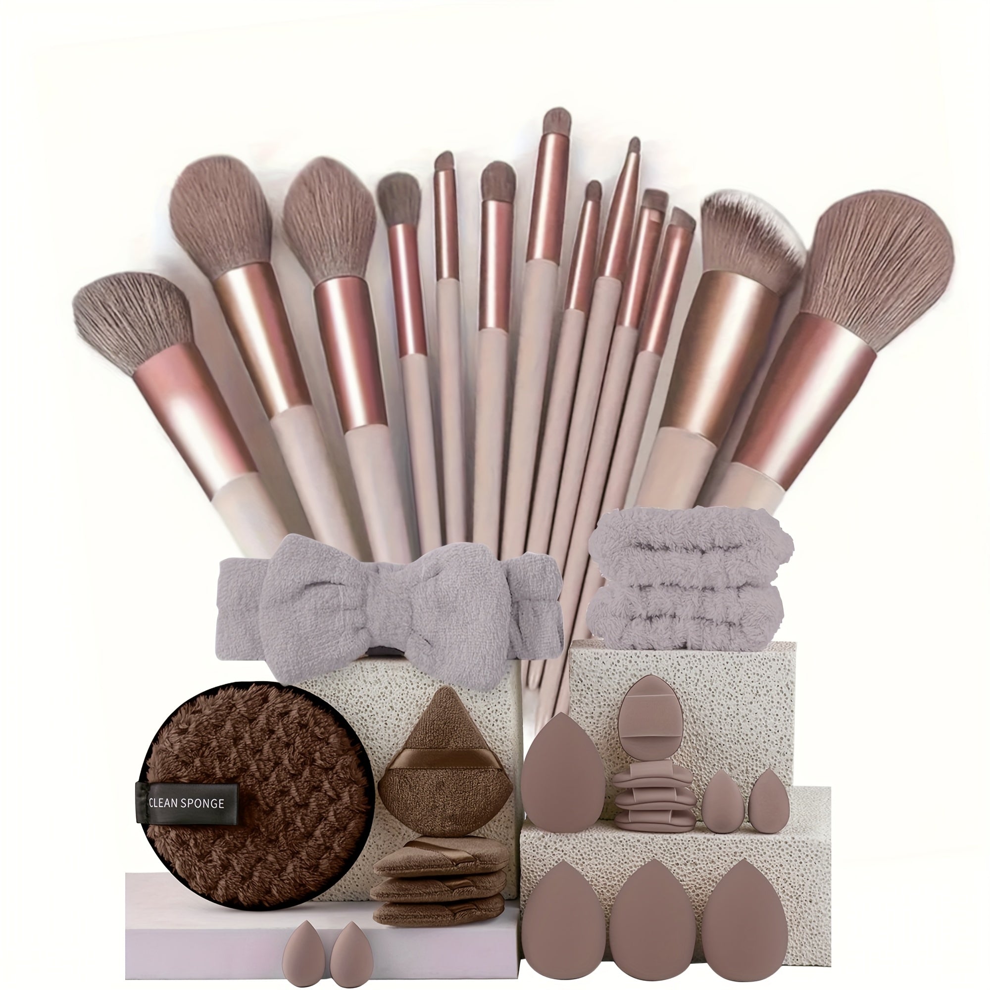 Kit Pinceaux Cosmétiques Premium – 13/20/33pcs avec Bandeau & Houppettes
