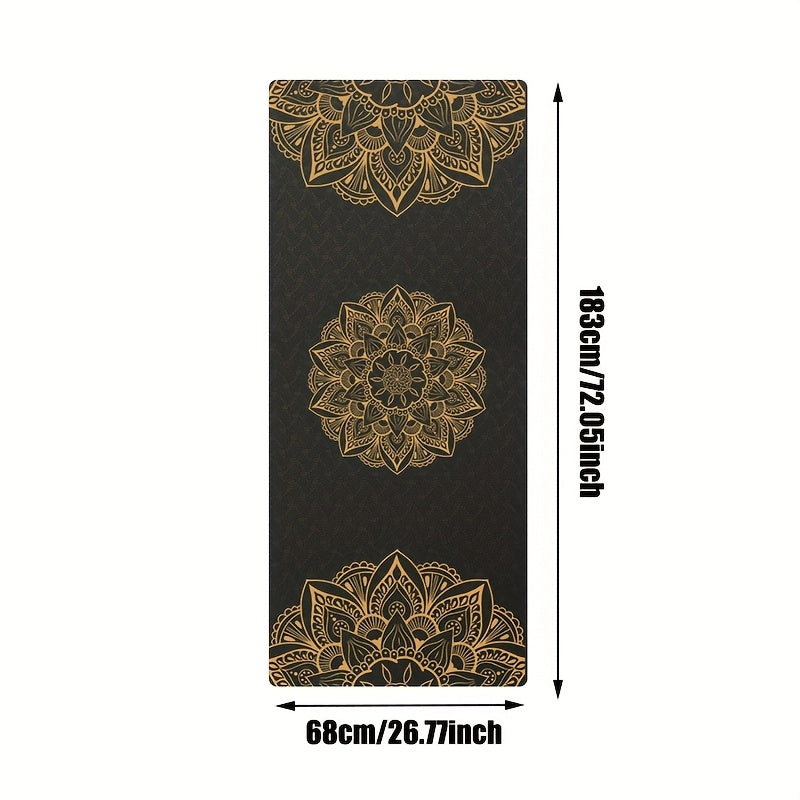 Tapis de yoga Design Haut de Gamme géométrique élégant noir et doré - Antidérapant