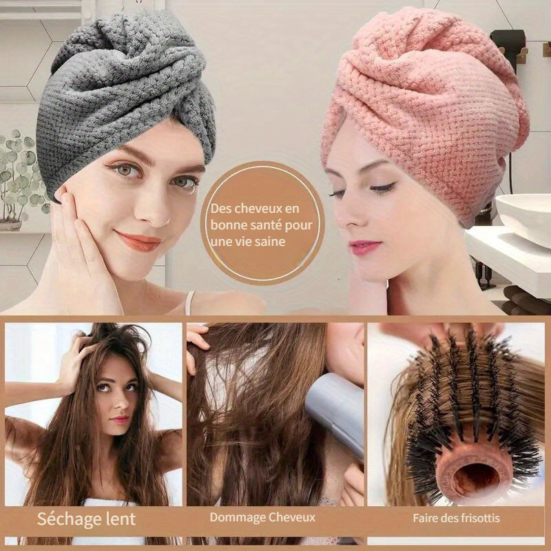 Lot de 1/4 Serviettes Microfibre – Bonnet de Sèche-Cheveux Doux & Ultra Absorbant