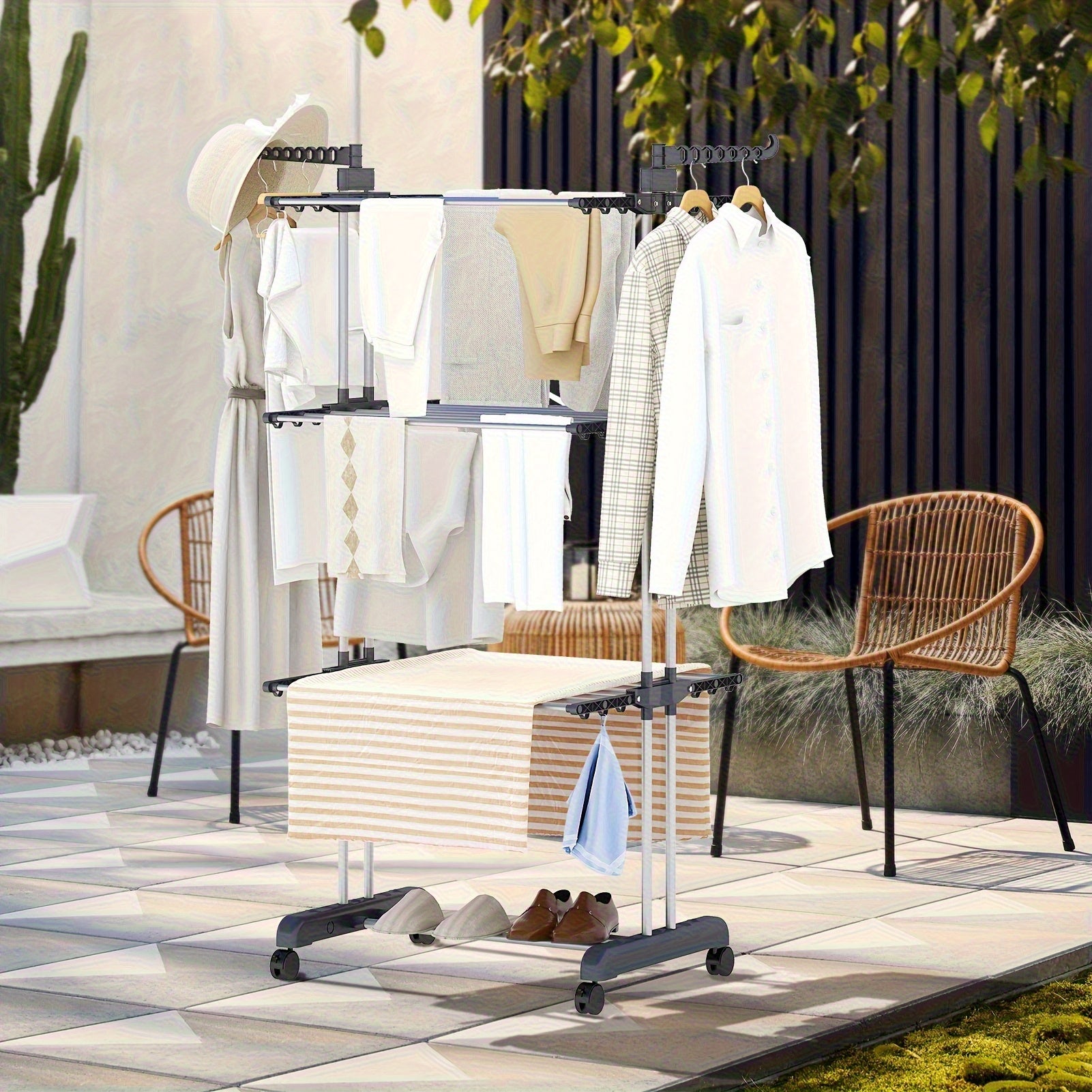 Support de Séchage de Linge Pliable avec Roues – Grande Capacité & Élégance