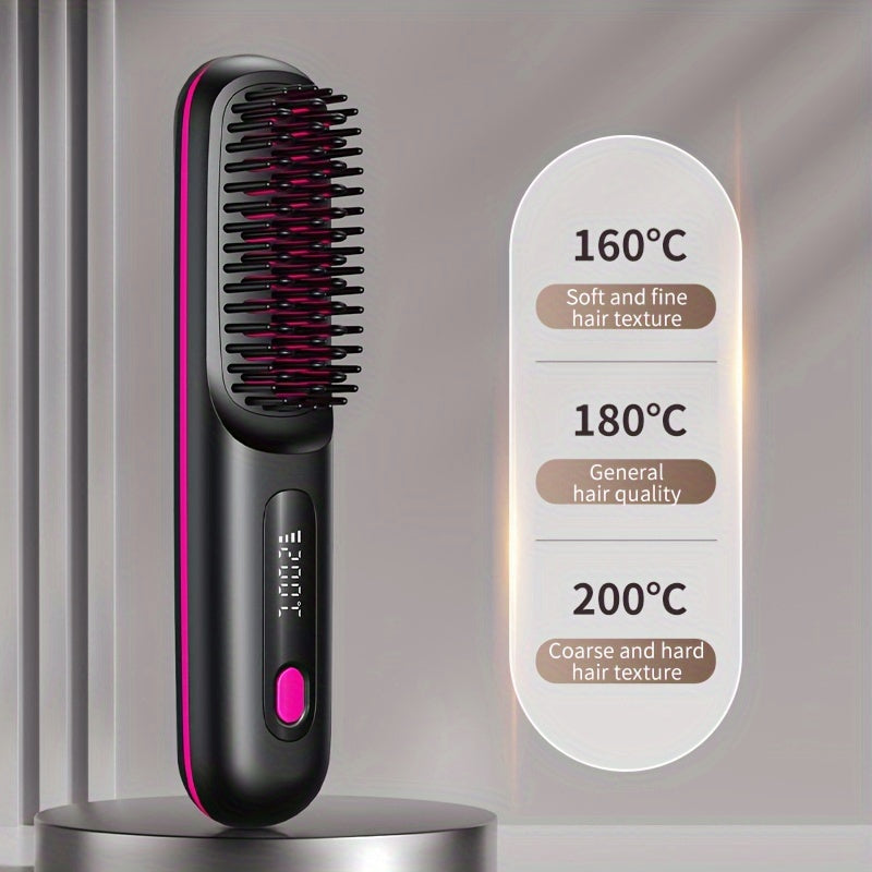 Brosse à Cheuveux Lissante - Portable – Chauffage Rapide, Température Constante, USB Rechargeable