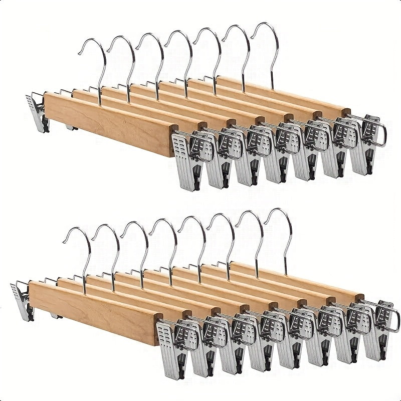12 pièces Cintres en Bois Naturel/Marron