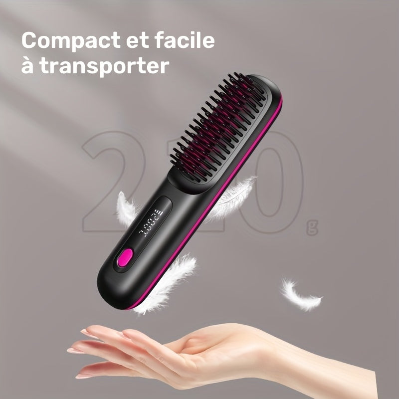 Brosse à Cheuveux Lissante - Portable – Chauffage Rapide, Température Constante, USB Rechargeable