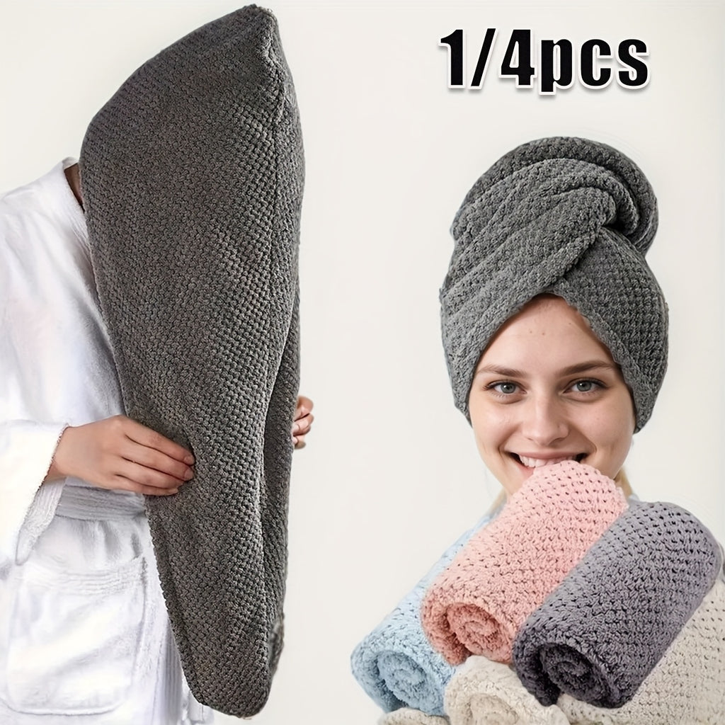 Lot de 1/4 Serviettes Microfibre – Bonnet de Sèche-Cheveux Doux & Ultra Absorbant