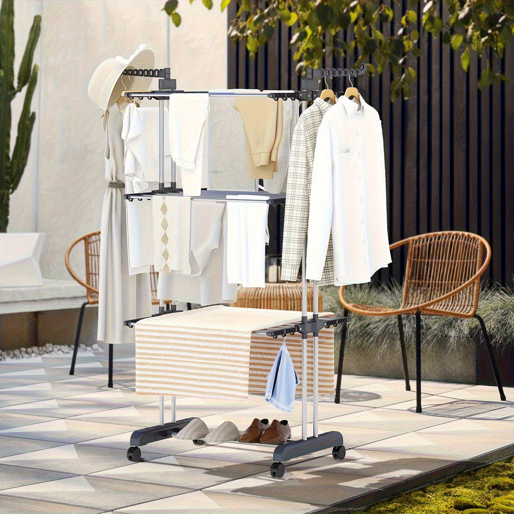 Support de Séchage de Linge Pliable avec Roues – Grande Capacité & Élégance
